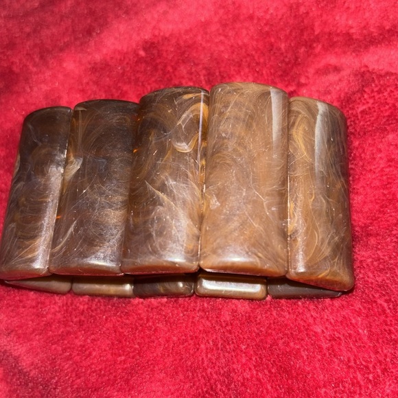 Vintage style Chocolate Brown Chunky Stretch  cuff bracelet - Picture 4 of 11